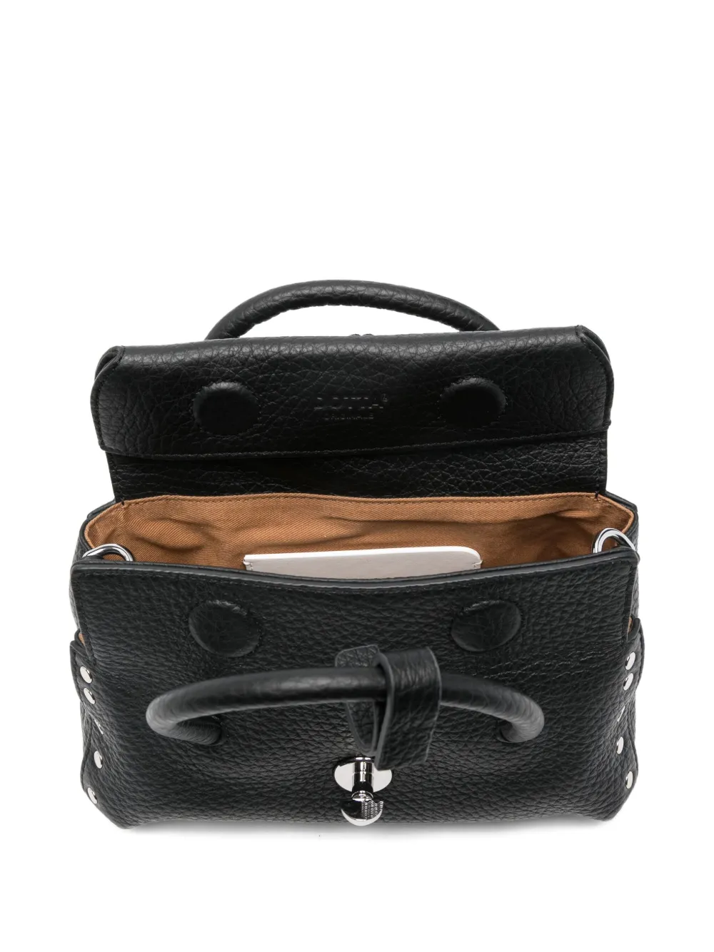 Zanellato Mini Leather Handbag Featuring Textured Finish In Black