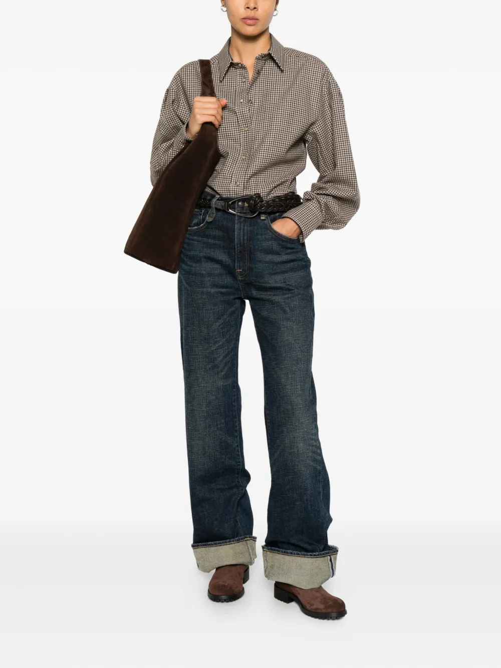 Brunello Cucinelli Geruit blouse - Bruin