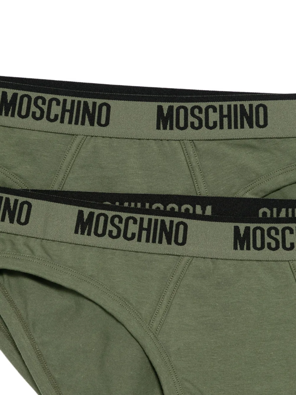 Moschino Logo-waistband Briefs (pack Of Two) In Green