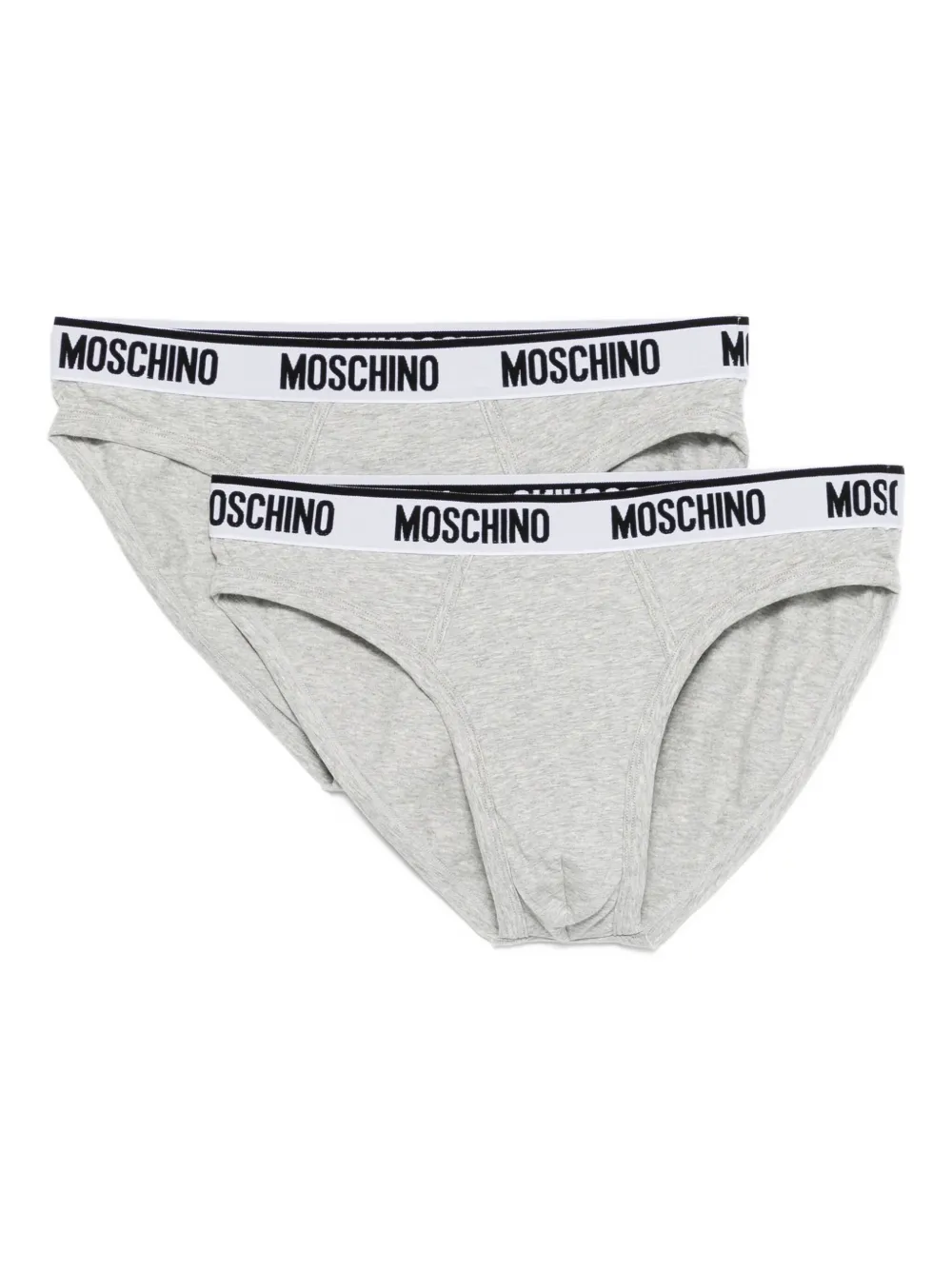 Moschino Logo-waistband Briefs (pack Of Two) In Gray