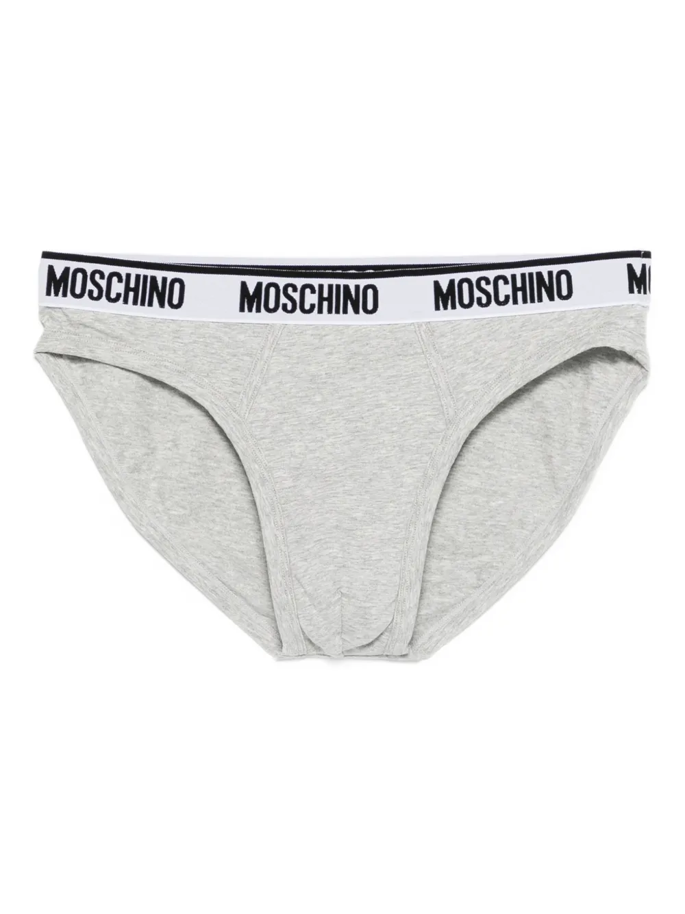 Moschino Logo-waistband Briefs (pack Of Two) In Gray