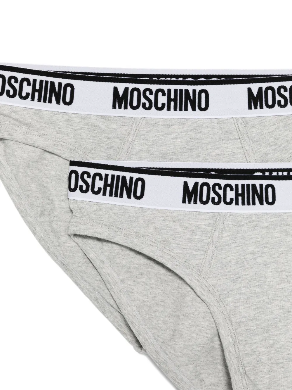 Moschino Logo-waistband Briefs (pack Of Two) In Gray