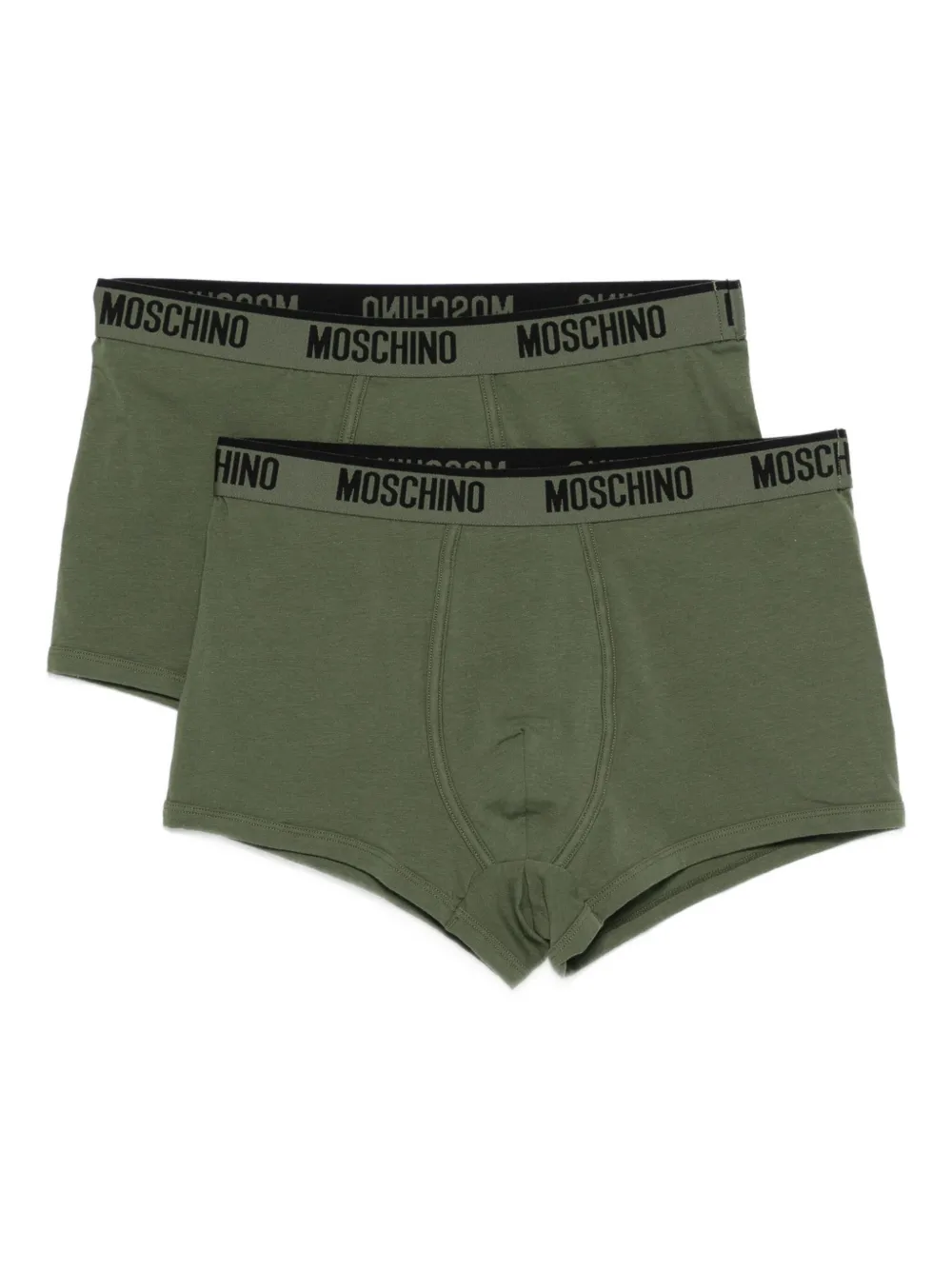 Moschino Logo-waistband Boxers (pack Of Two) In Green