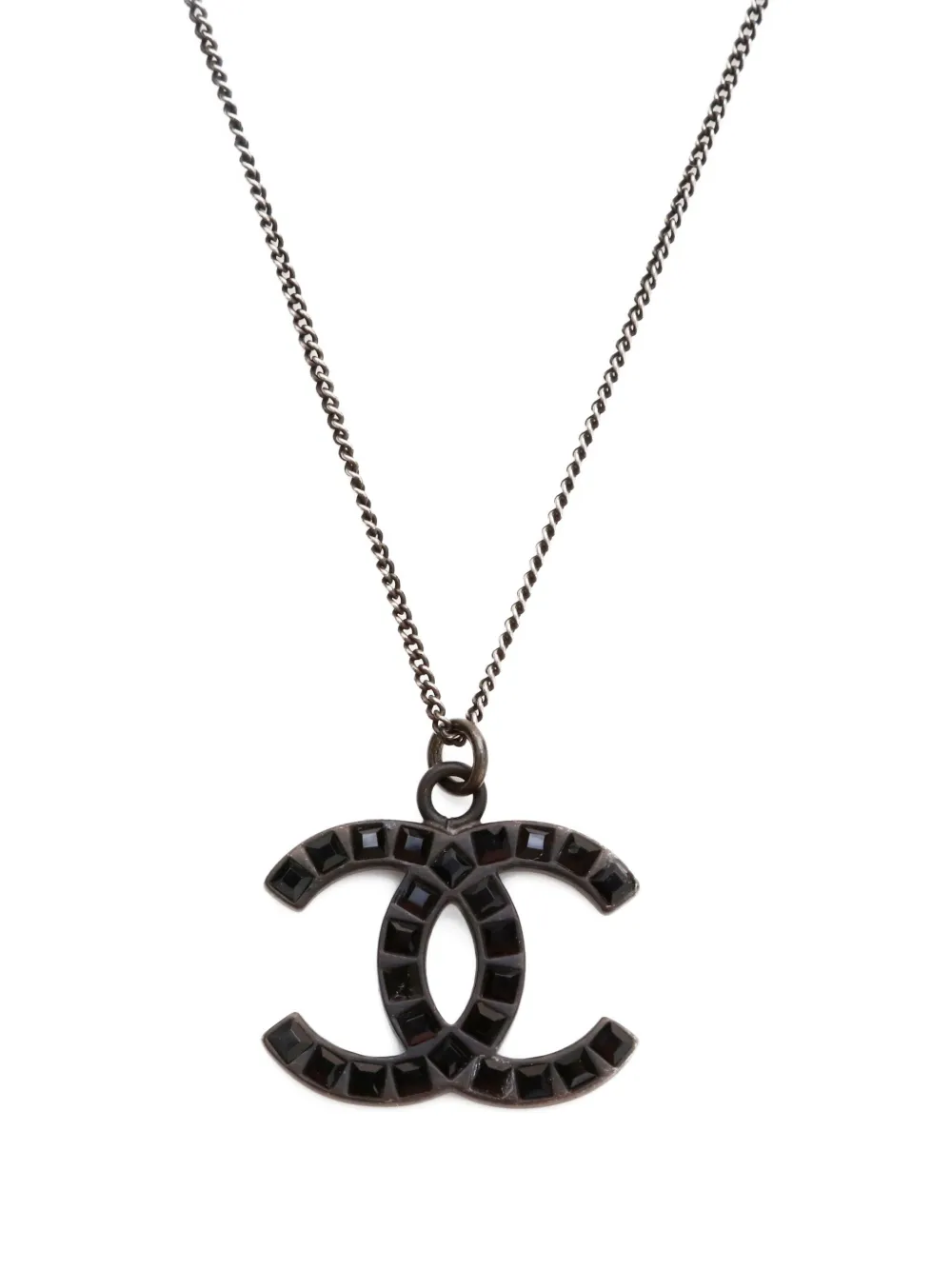 Pre-owned Chanel 2009 Cc-logo Necklace In Silver