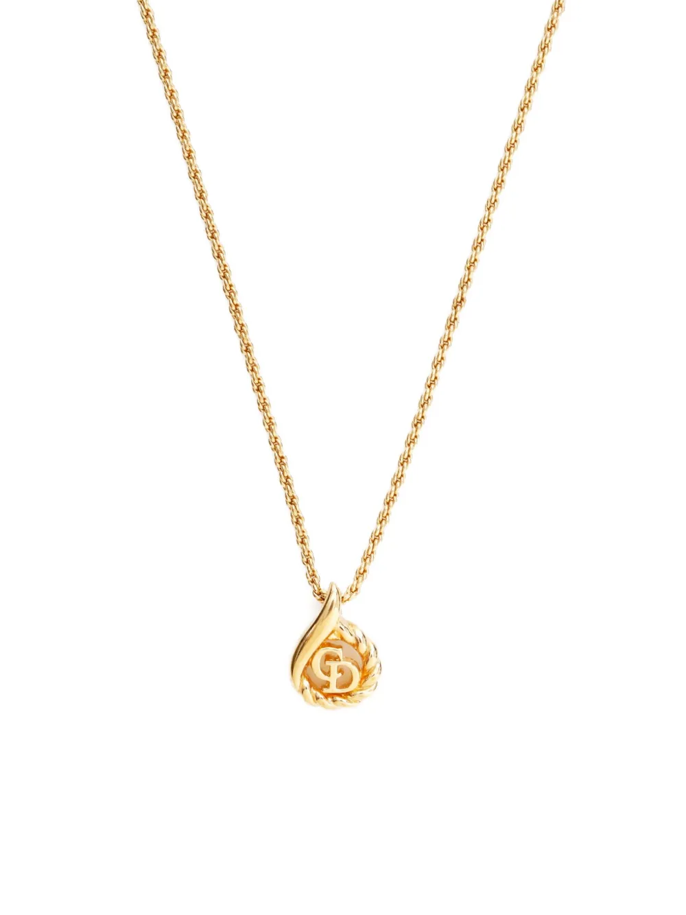 Pre-owned Dior 1990-2000s Logo-pendant Necklace In Gold