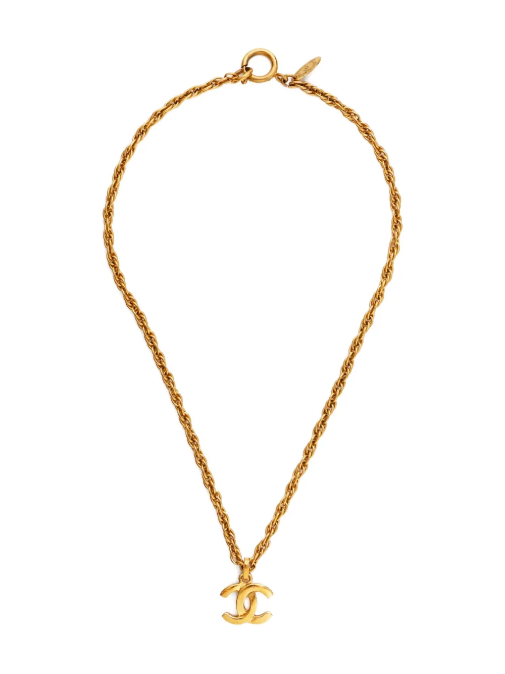 Pre-owned Chanel 1980-1990 Cc-logo Necklace In Gold