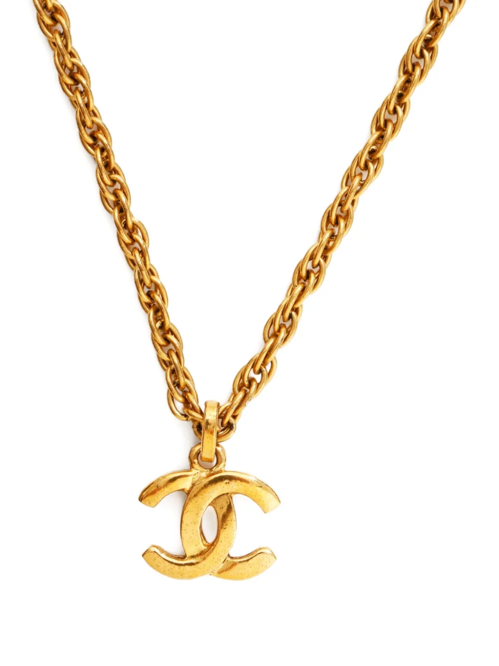 Pre-owned Chanel 1980-1990 Cc-logo Necklace In Gold