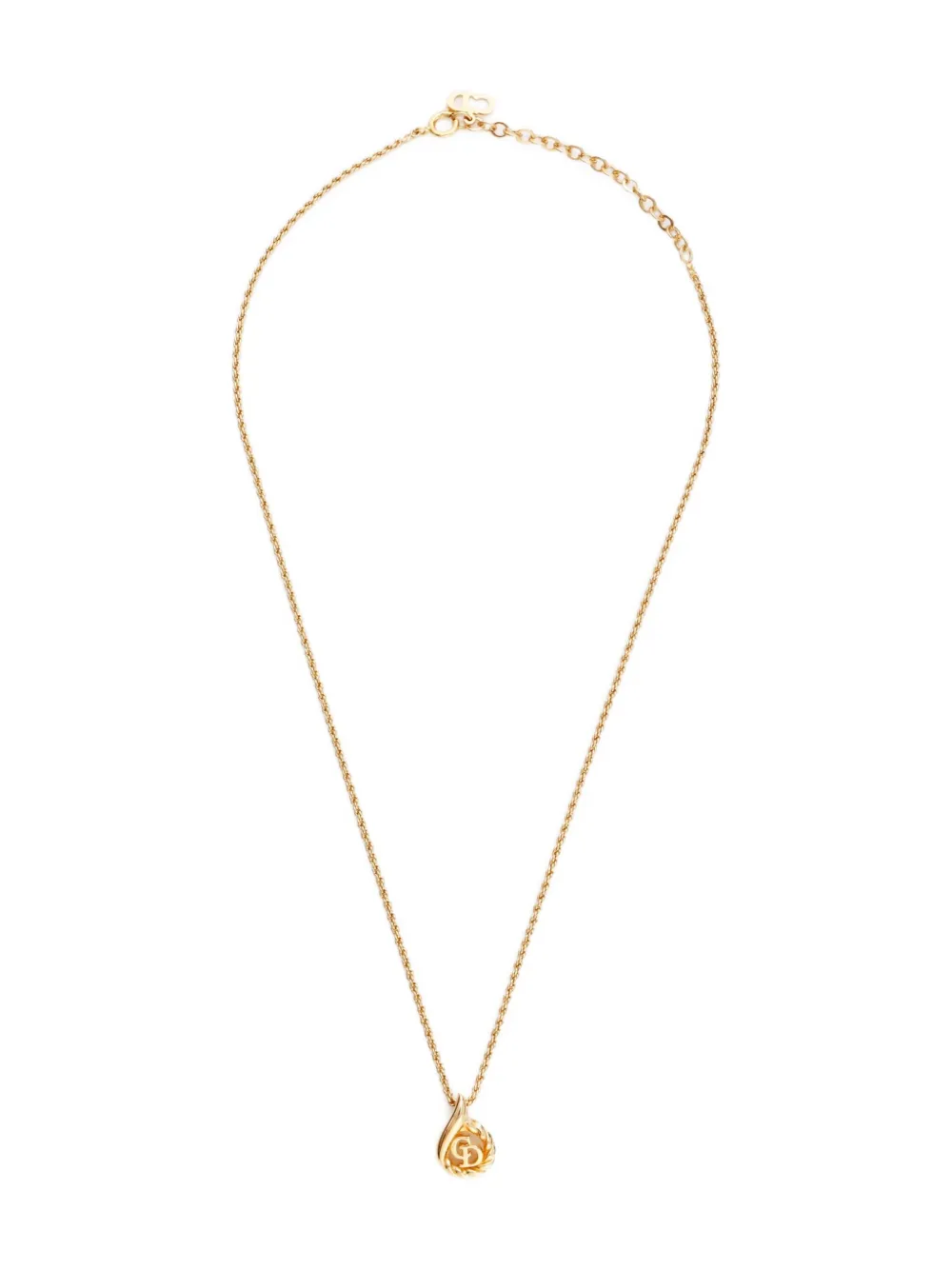 Pre-owned Dior 1970-1990 Logo-pendant Necklace In Gold