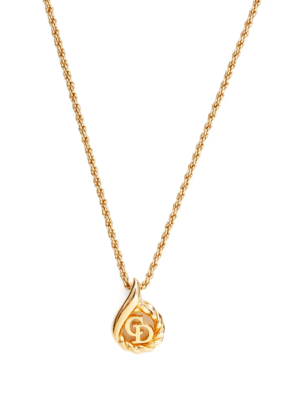 Pre-owned Dior 1970-1990 Logo-pendant Necklace In Gold