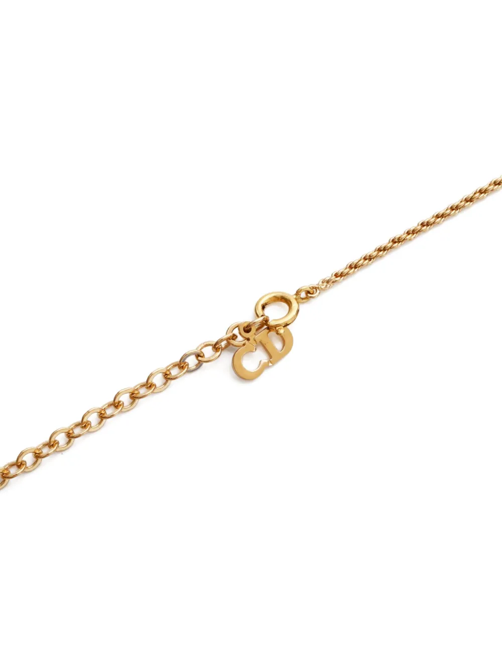 Pre-owned Dior 1970-1990 Logo-pendant Necklace In Gold