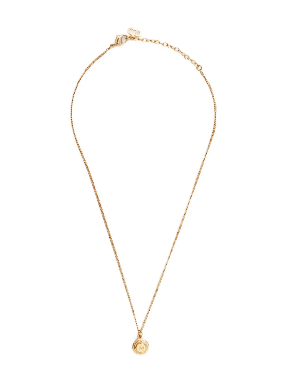 Pre-owned Dior 1980-2000s Logo-pendant Necklace In Gold