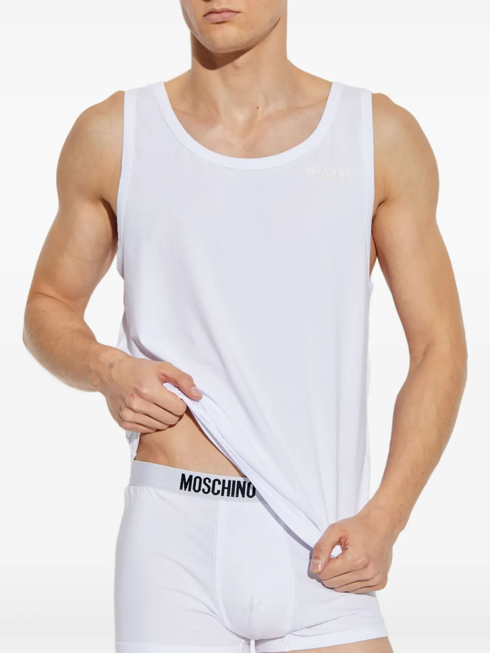 Moschino Twee tanktops met logoprint Zwart