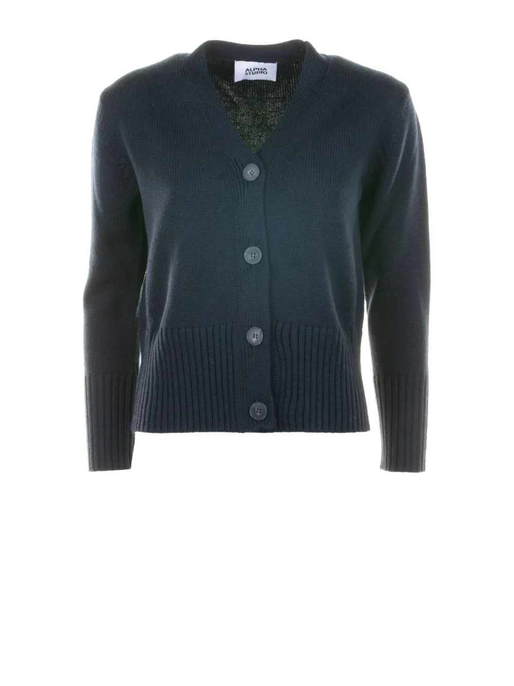 Alpha Studio Buttoned V-neck Cardigan In Blue