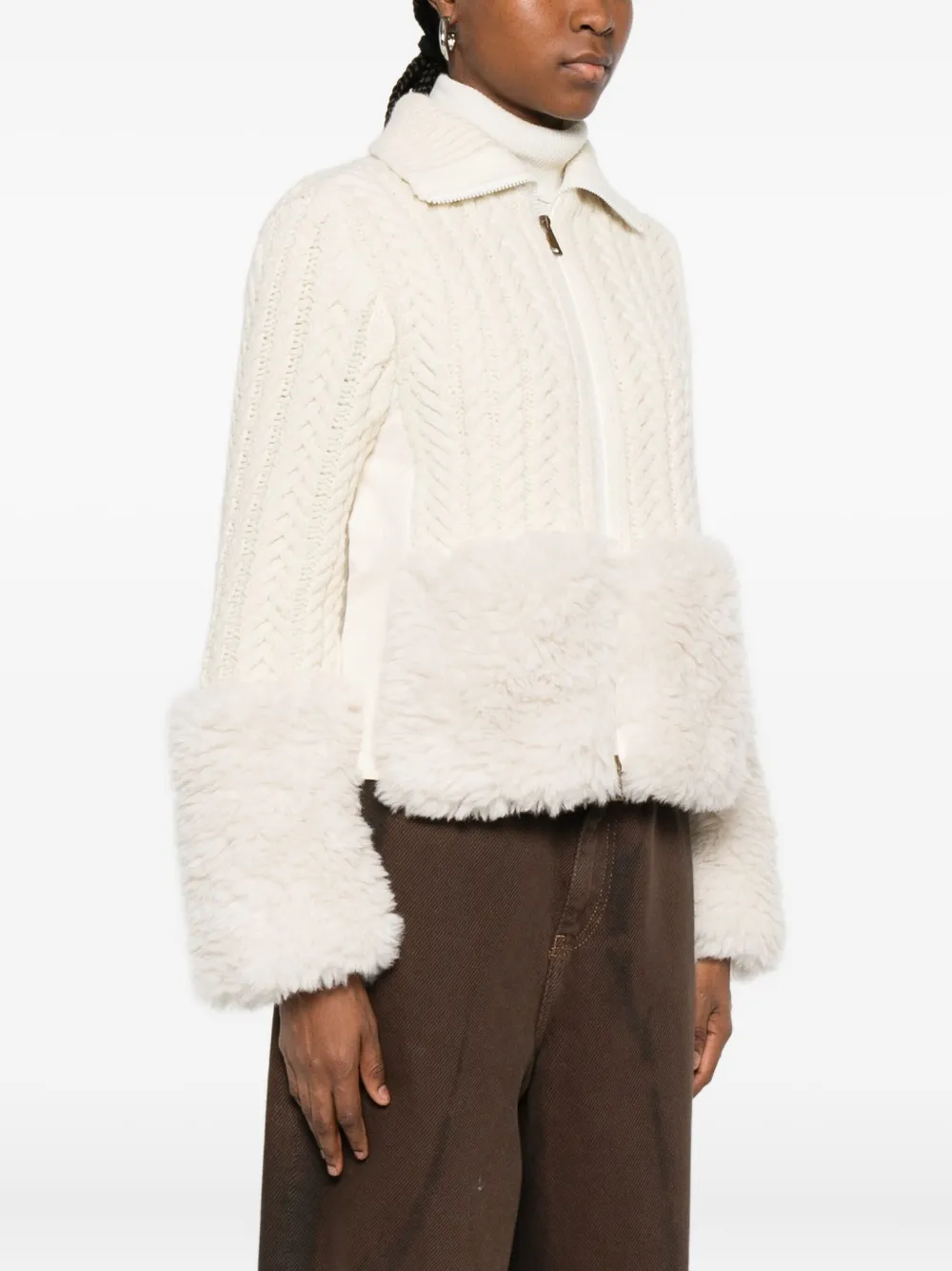 Moncler Zip-up Cardigan In Neutral