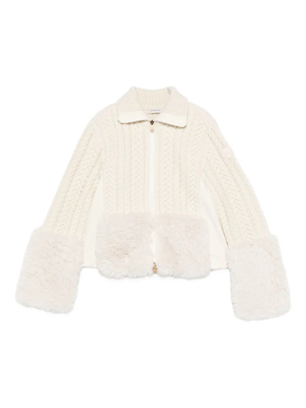 Moncler Zip-up Cardigan In Neutral