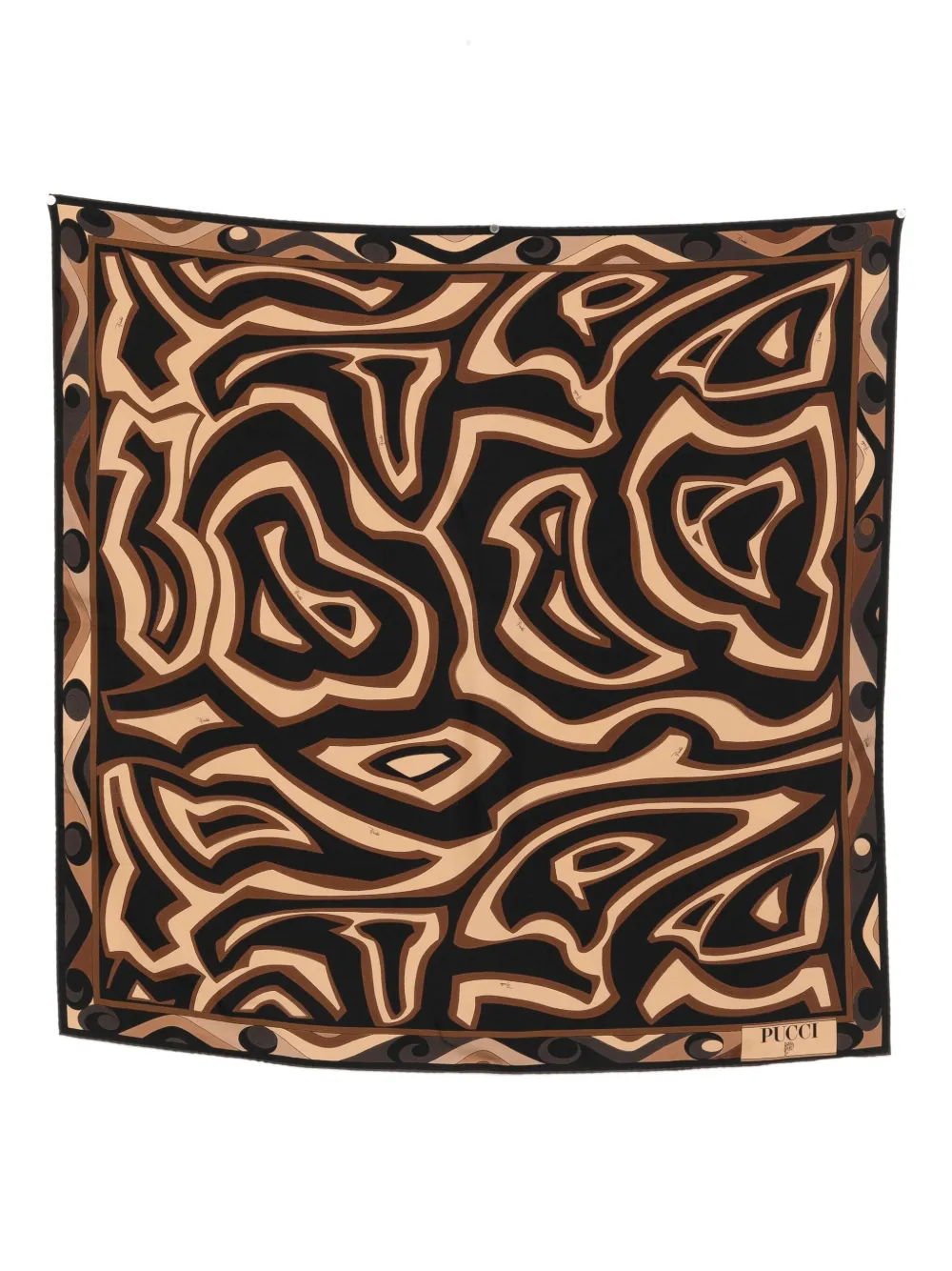Pucci Abstract Pattern Square Scarf In Lightweight Fabric In Black
