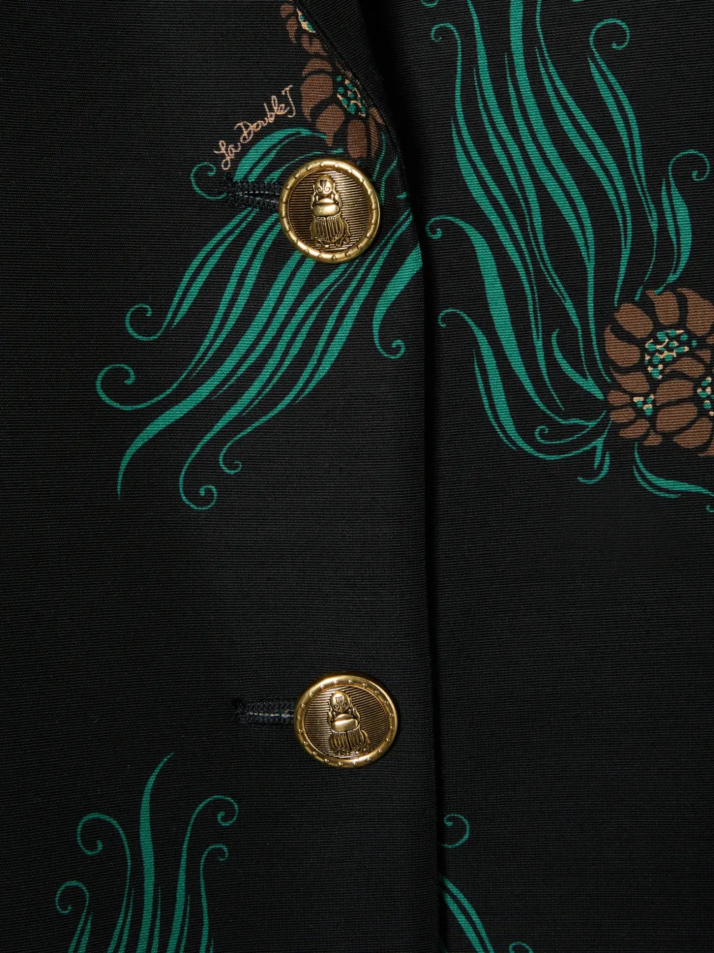 La Doublej Jones Floral-print Button Jacket In Black