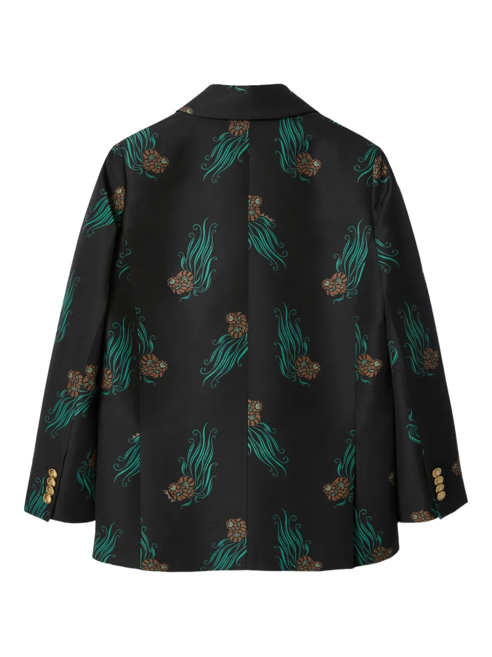 La Doublej Jones Floral-print Button Jacket In Black