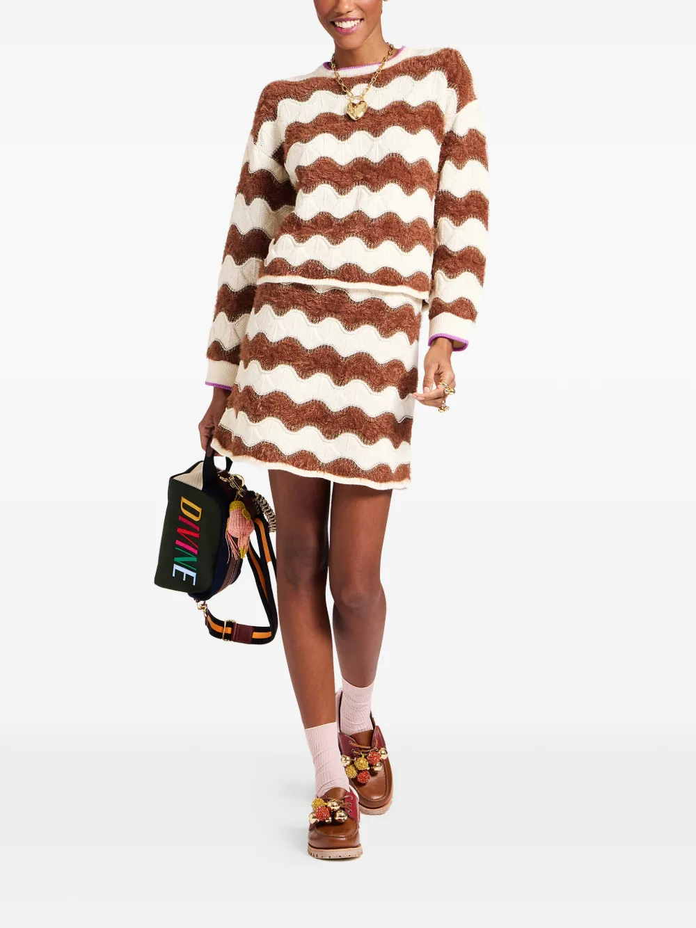  La Doublej Hang Ten Wave Knit Sweater - Neutrals 