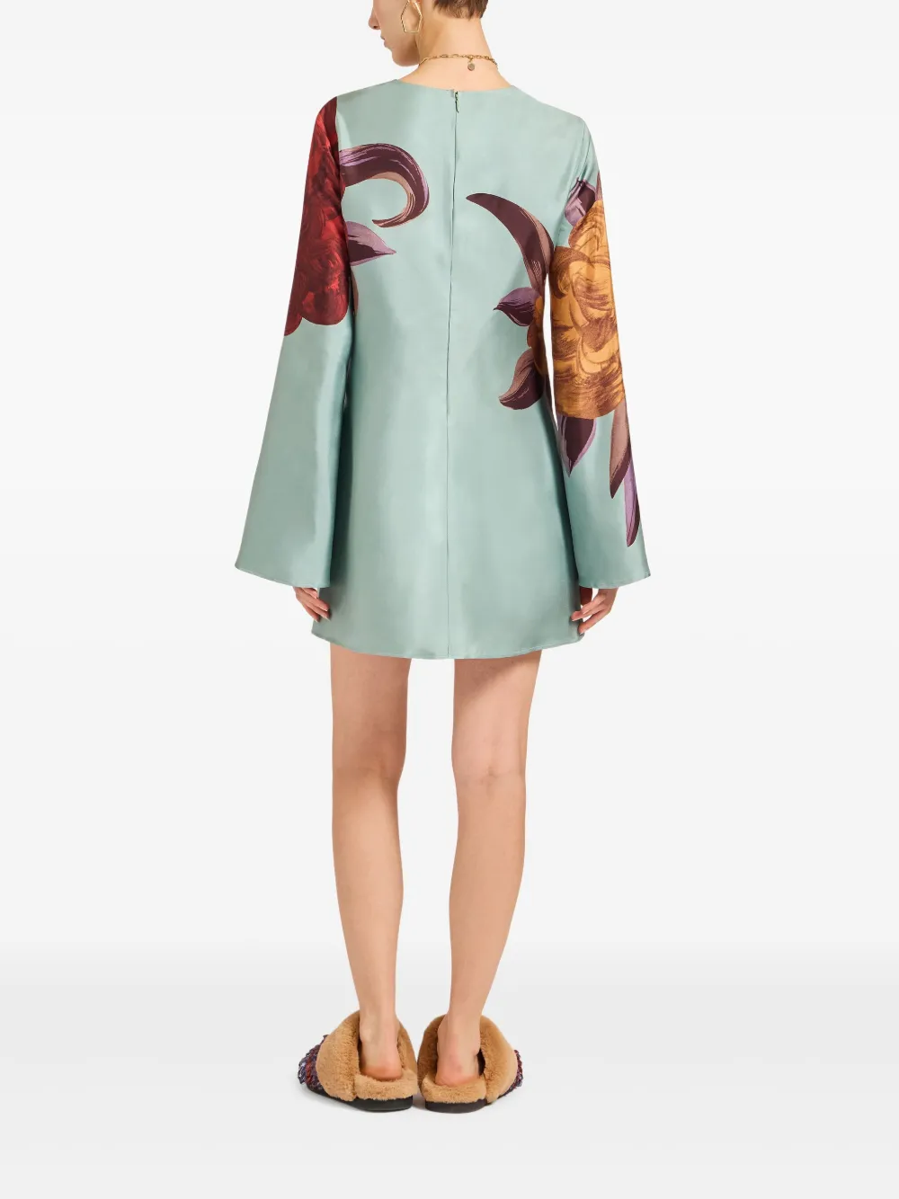 La Doublej Supremes Swing Floral-print Mini Dress In Blue