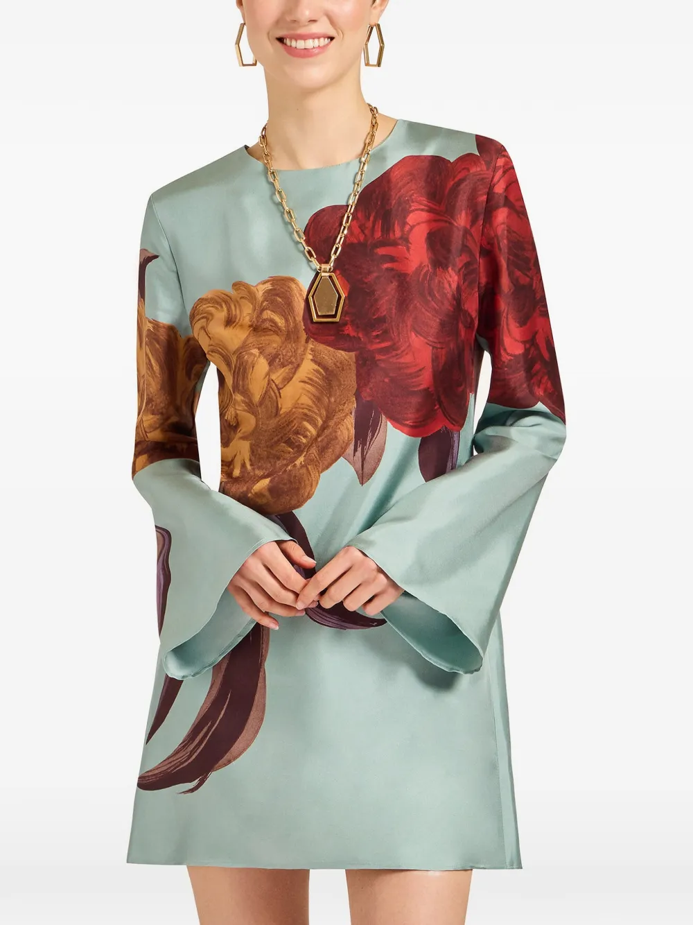 La DoubleJ Supremes Swing mini-jurk met bloemenprint Blauw