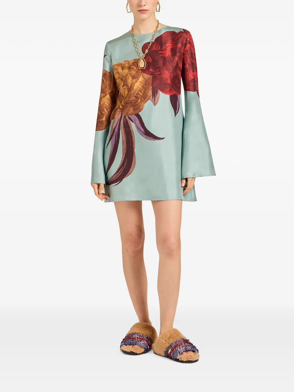La DoubleJ Supremes Swing mini-jurk met bloemenprint Blauw