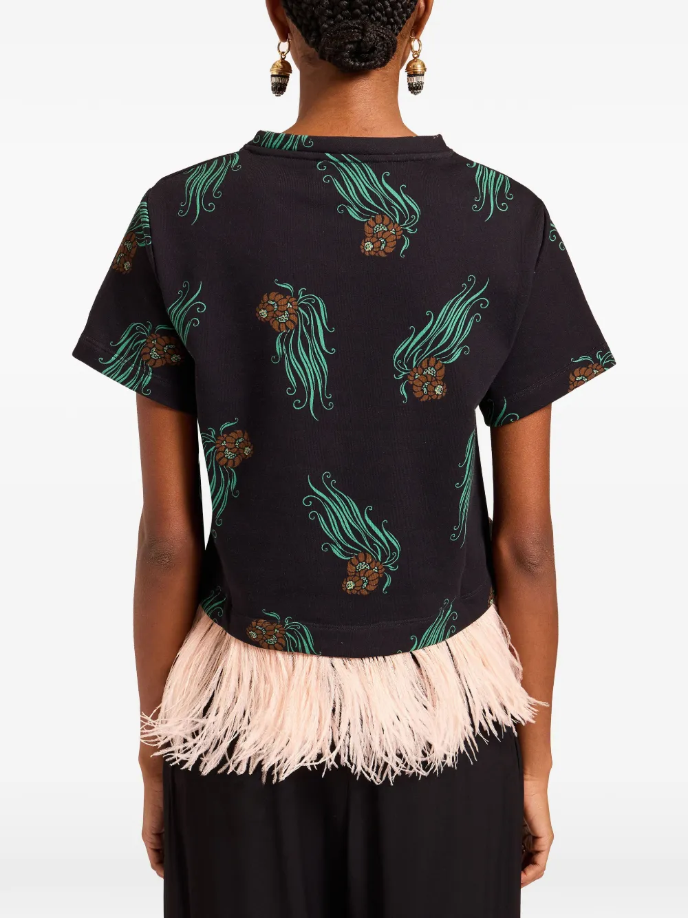 La DoubleJ La Scala T-shirt met bloemen Zwart