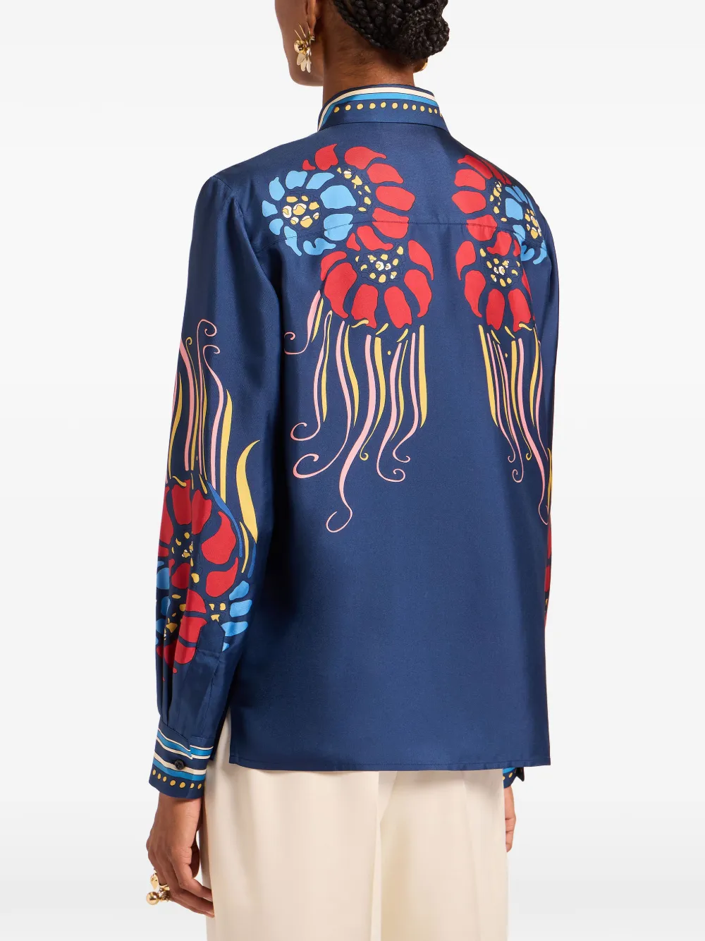 La Doublej Boy Floral Shirt In Blue