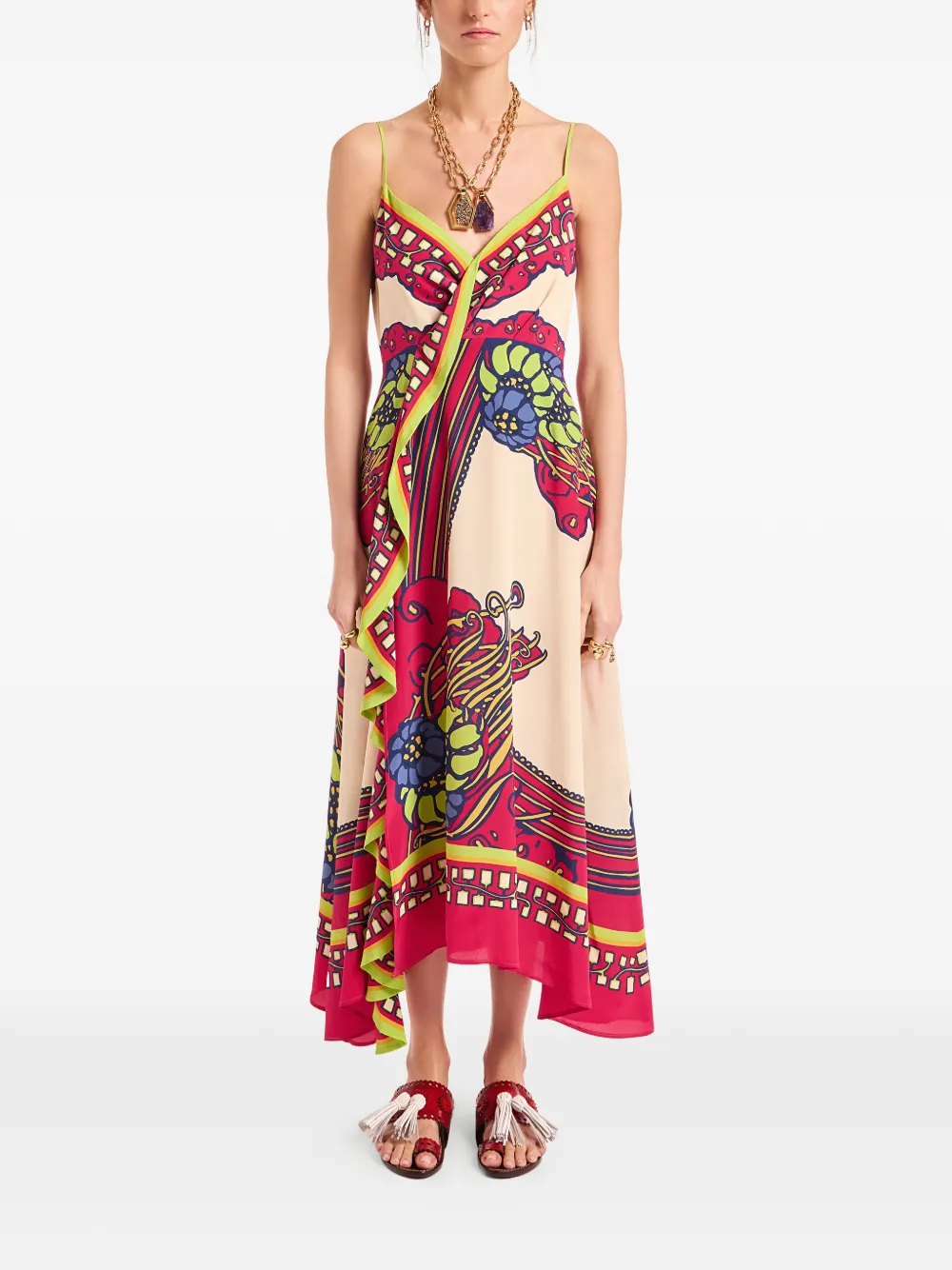 La Doublej Floral Midi Dress In Multi