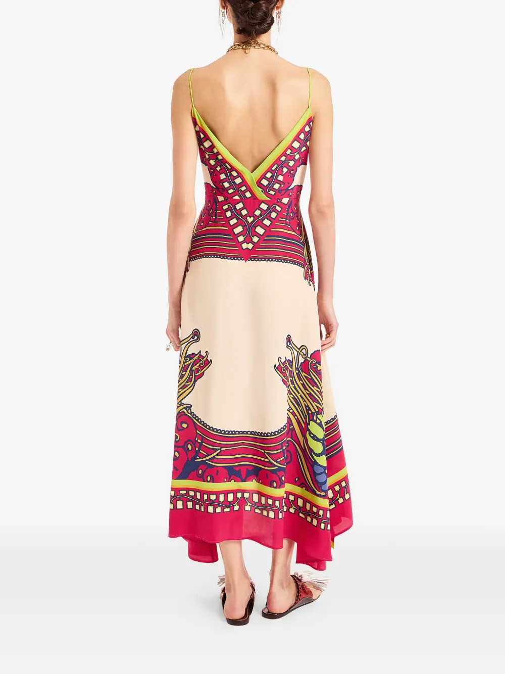 La DoubleJ Midi-jurk met bloemenprint Beige
