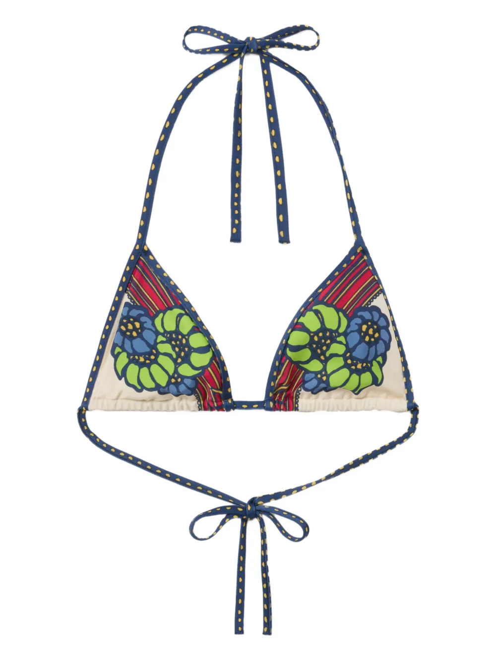 La Doublej Tie-detail Floral Bikini Top In Multi