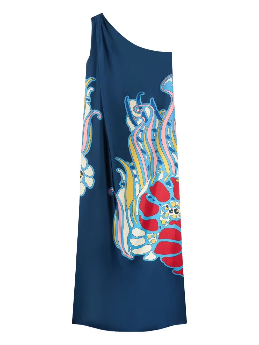 La Doublej Roy One-shoulder Print Maxi Dress In Blue