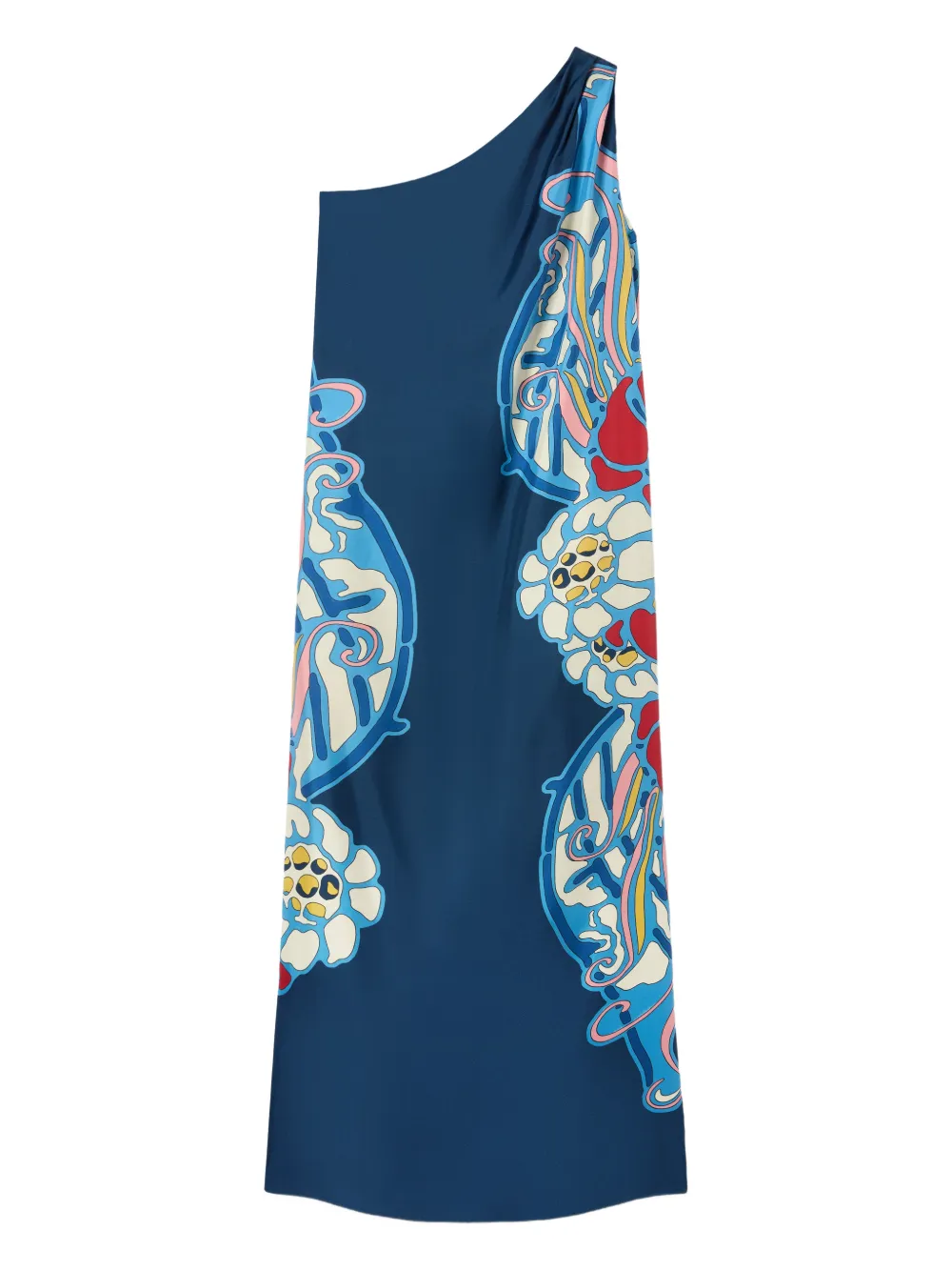 La Doublej Roy One-shoulder Print Maxi Dress In Blue
