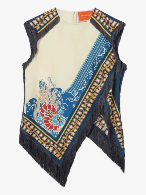 La DoubleJ fringed scarf top