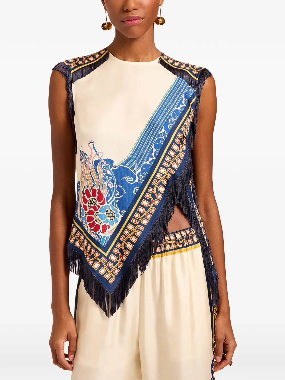 La DoubleJ top estilo mascada con flecos | Chalecos y camisetas | Image 2