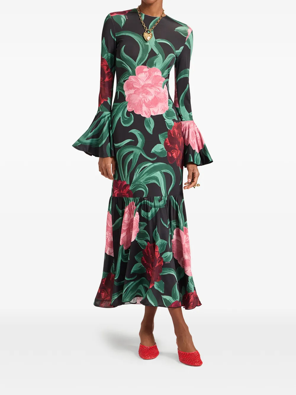 La DoubleJ Gilda floral maxi dress - Zwart