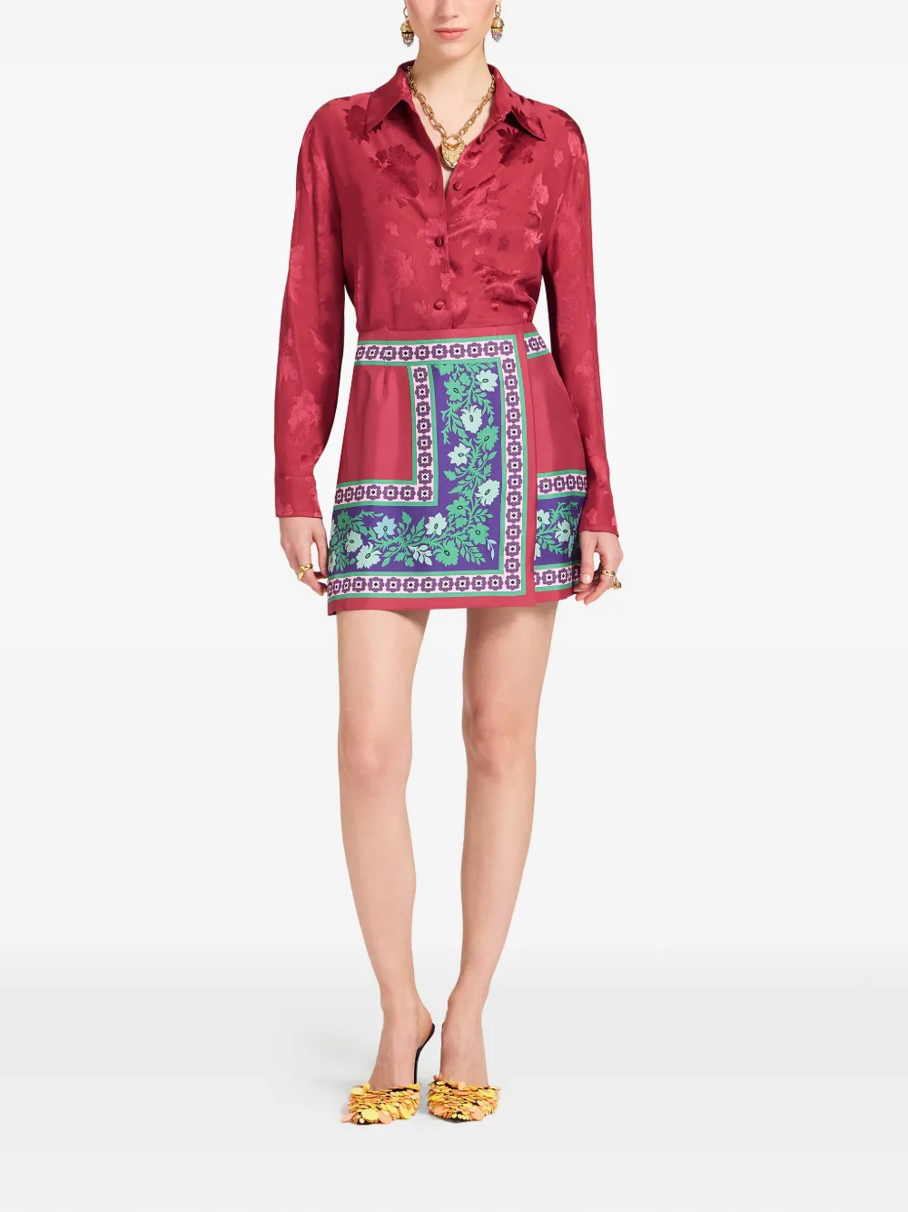  La Doublej Foulard Floral Mini Skirt - Red 