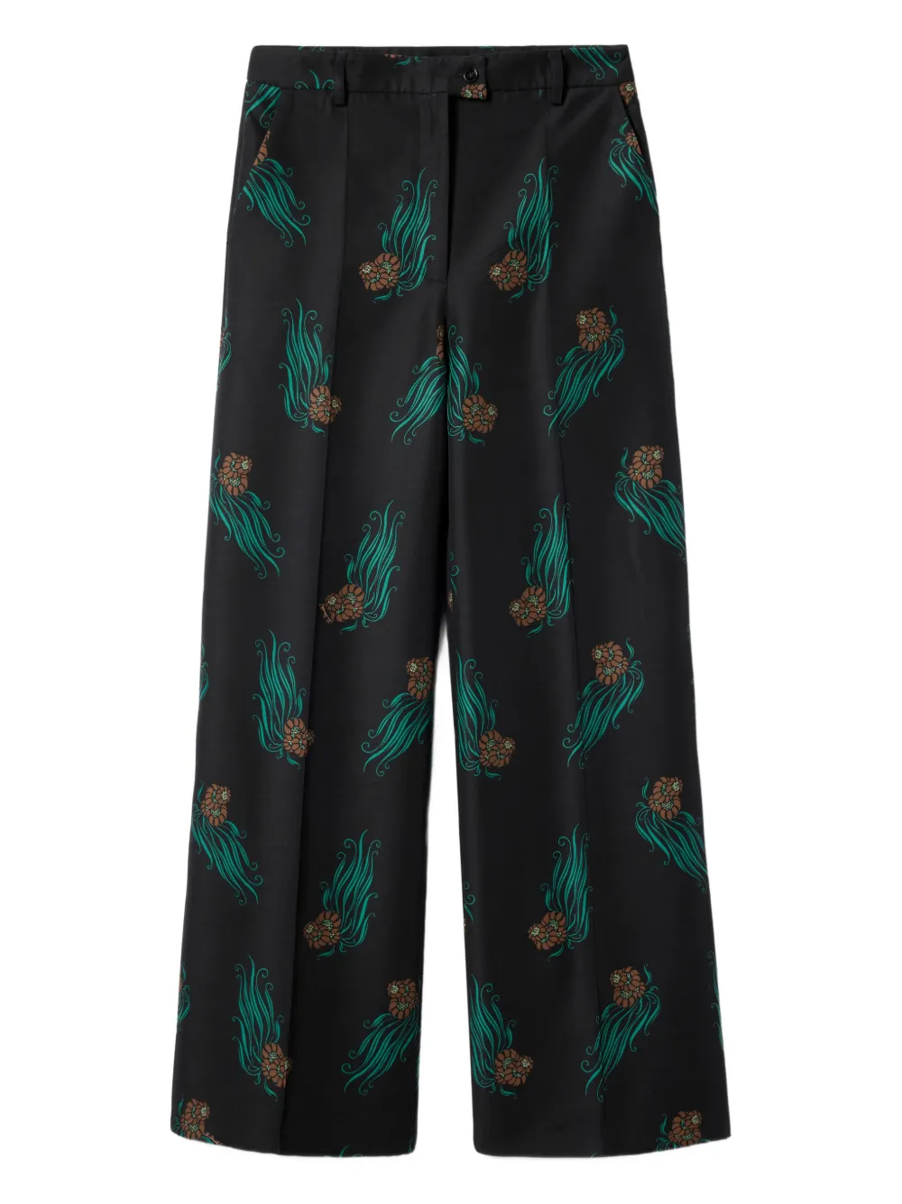 La Doublej Let Loose Floral-print Trousers In Black