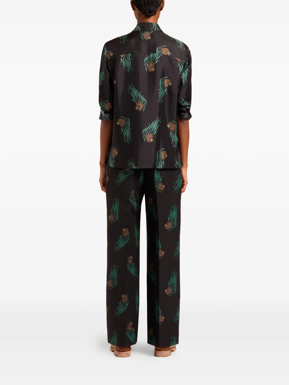 La Doublej Let Loose Floral-print Trousers In Black