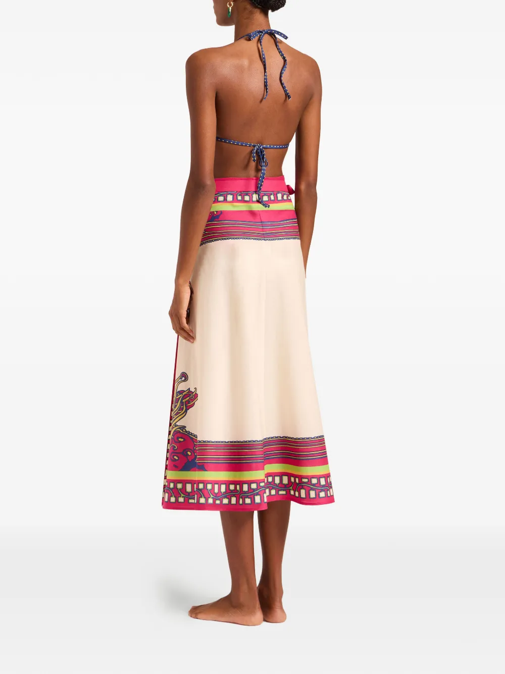 La Doublej Sarong Floral-print Midi Skirt In Pink