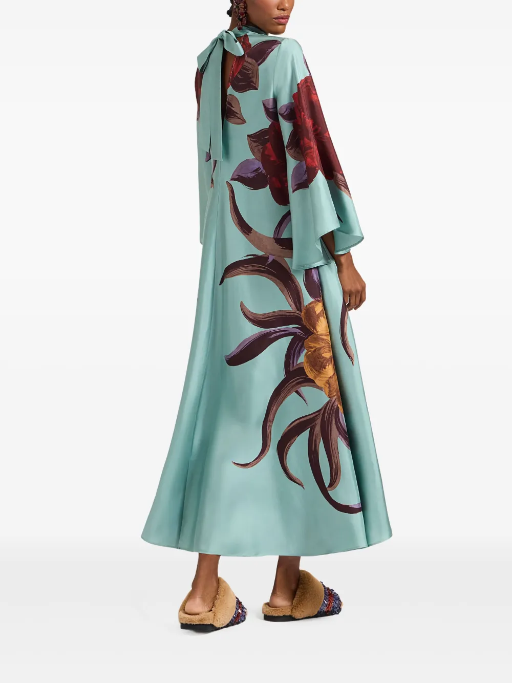 La Doublej Magnifico Floral-print Midi Dress In Green