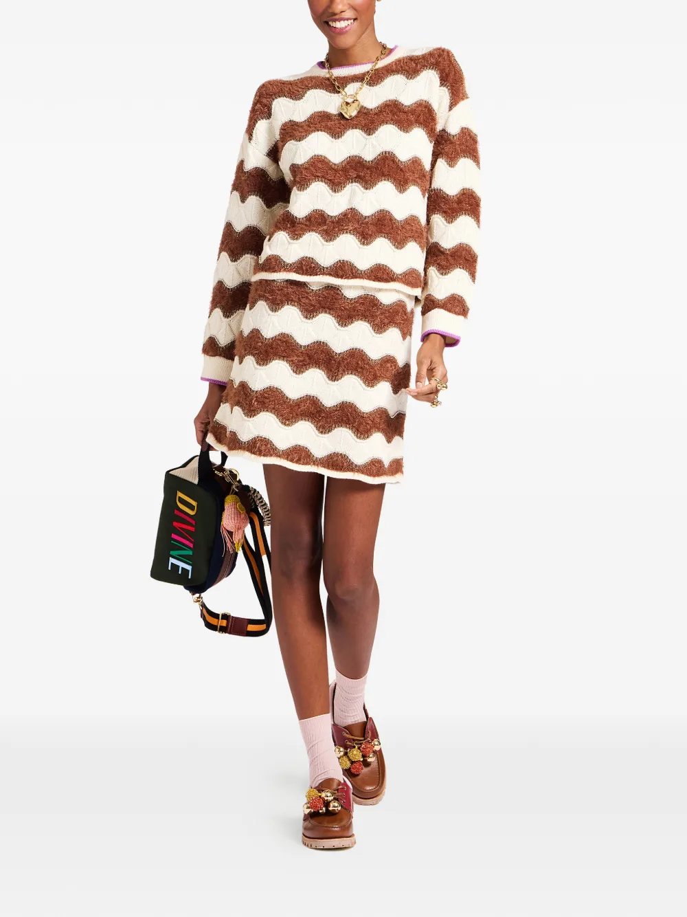  La Doublej Wave Pattern Mini Skirt - Neutrals 