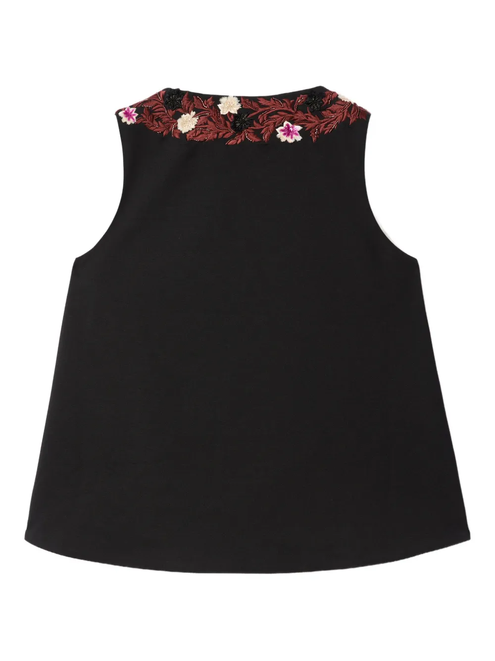 La Doublej Scala Floral V-neck Top In Black