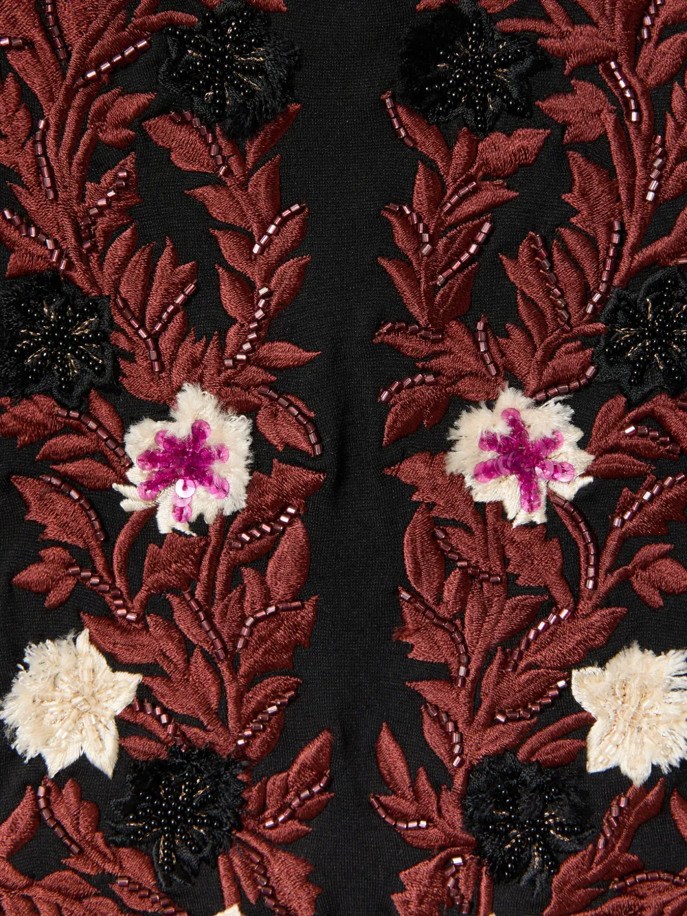 La Doublej Scala Floral V-neck Top In Black