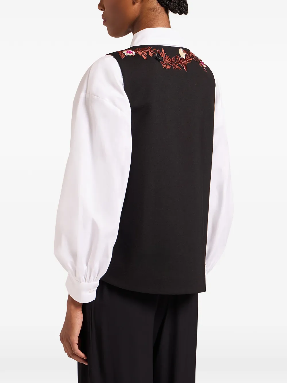 La Doublej Scala Floral V-neck Top In Black
