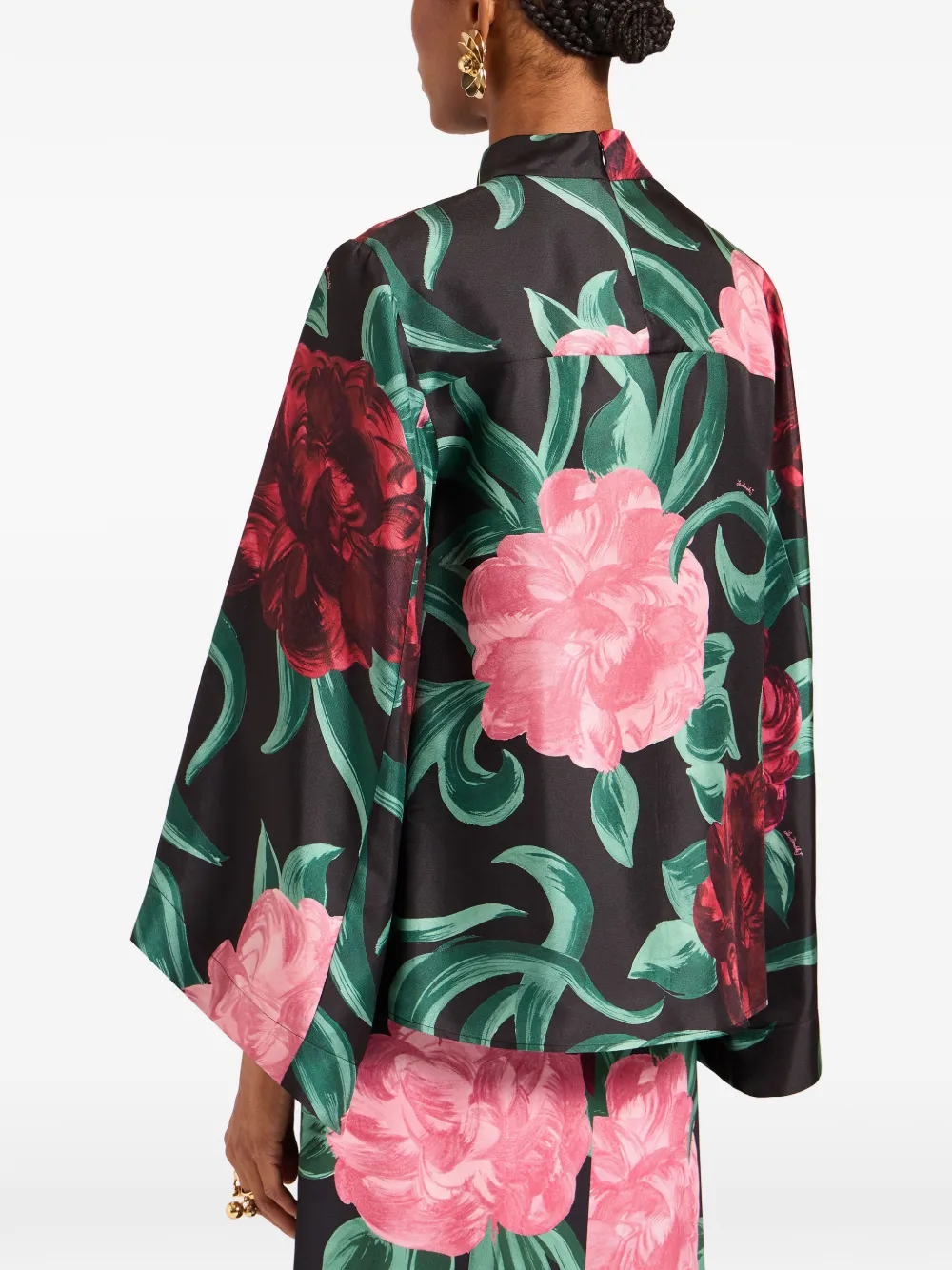 La Doublej Make An Exit Floral-print Silk-twill Blouse In Multi