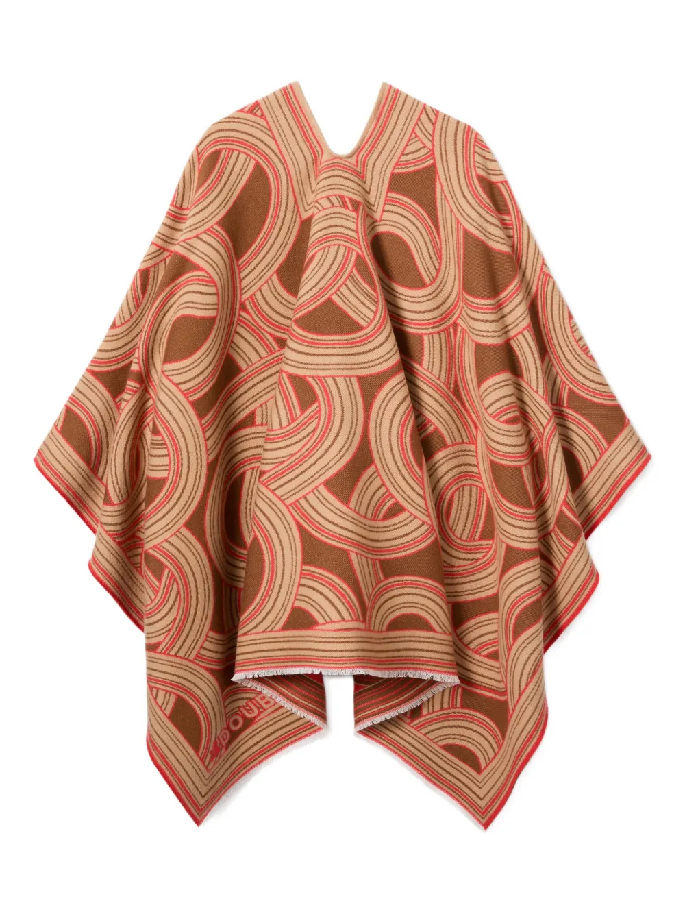 La Doublej Soul Fringed Patterned Poncho In Brown