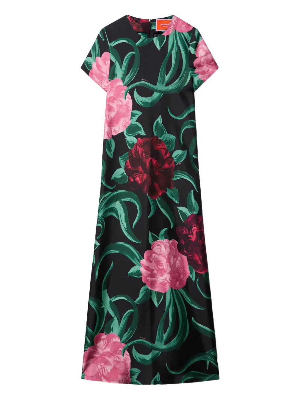 La Doublej Swing Floral Midi Dress In Black