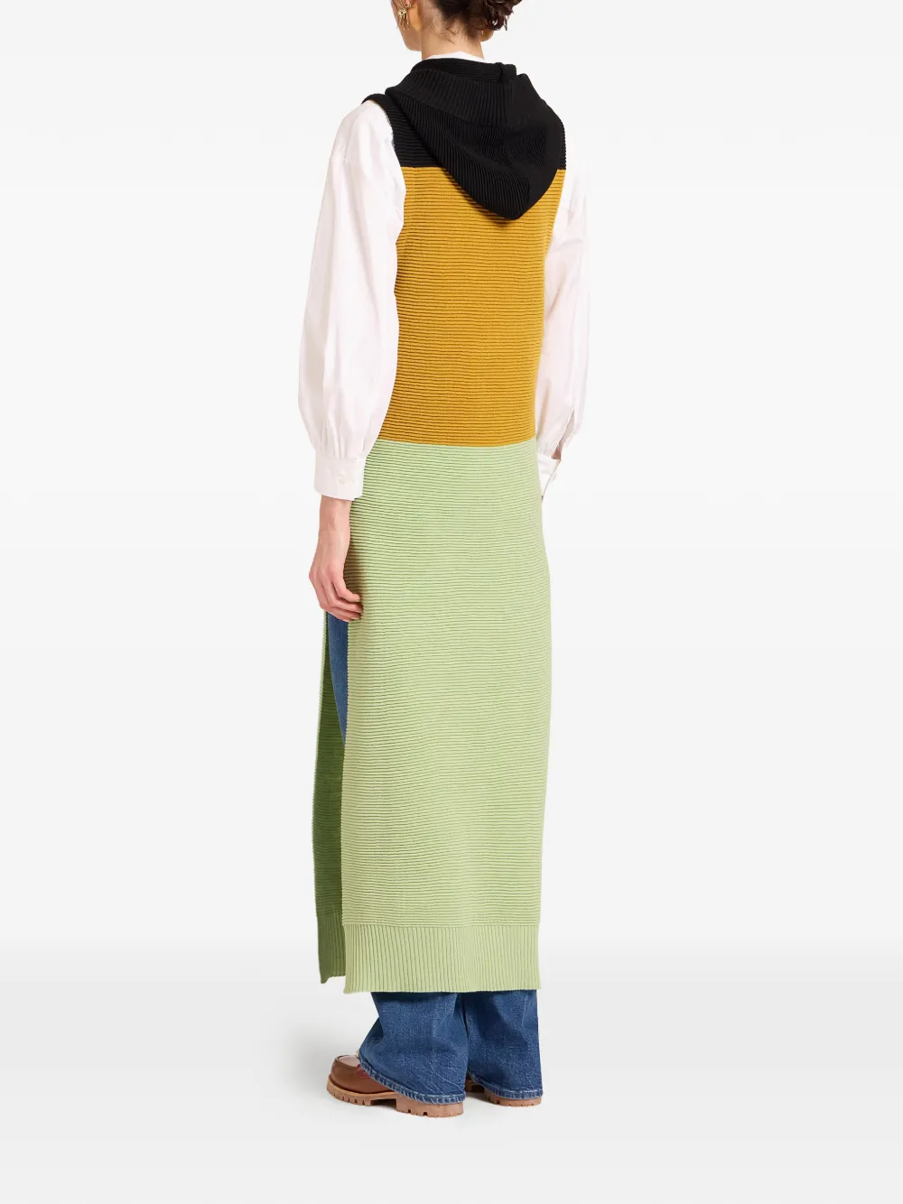 La DoubleJ Maxi-jurk met colourblocking en capuchon Groen