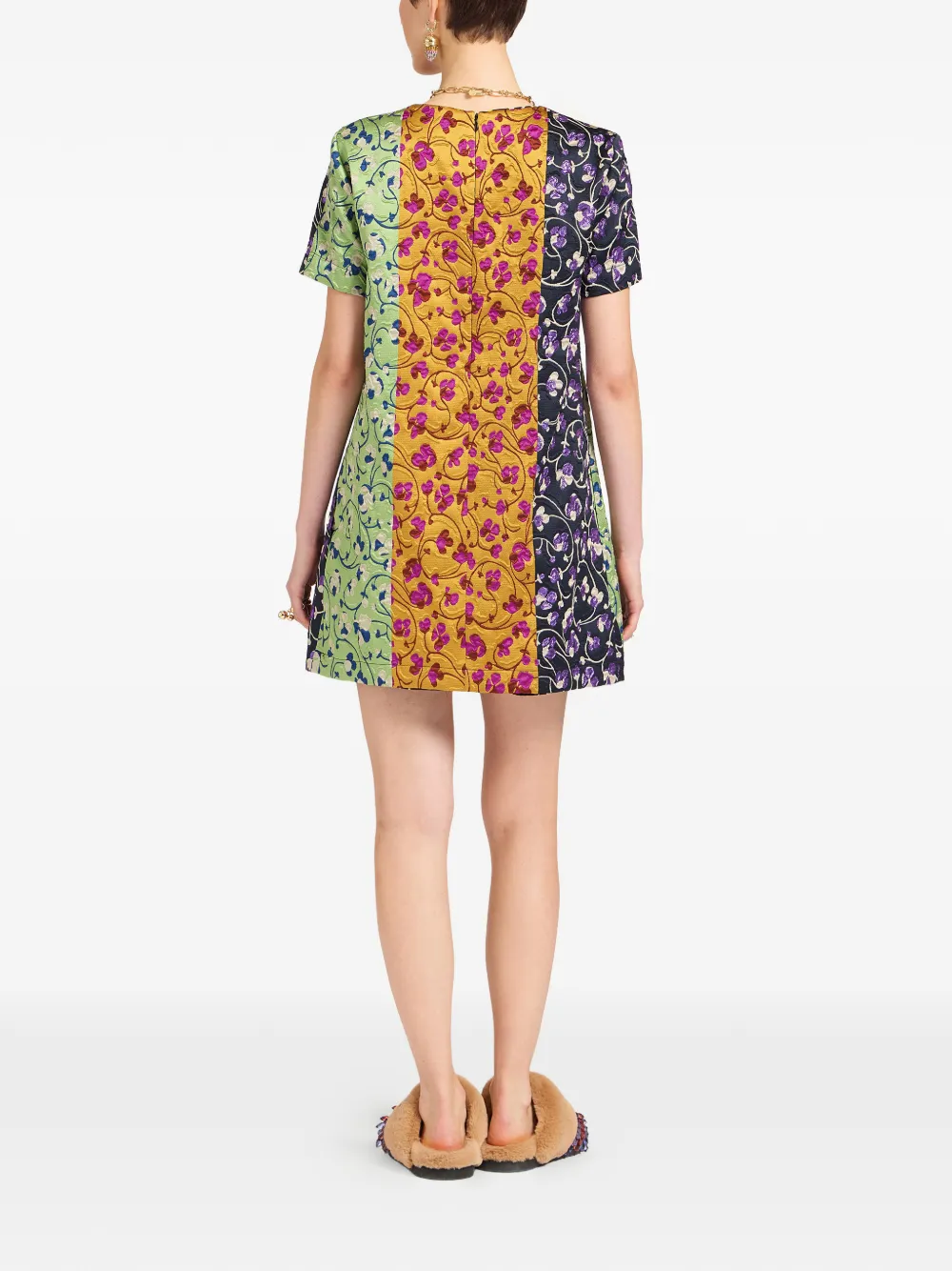 La DoubleJ Swing mini-jurk met bloemenprint Groen